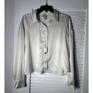 Joie white 100% Silk Long Sleeve Blouse L